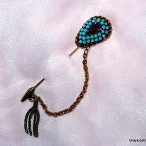 Hobe' Signed Stick Pin, Turquoise Purple Prong Set